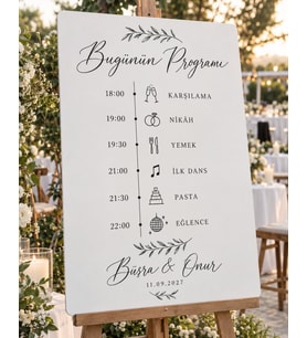 Düğün Akış Programı Panosu - Kişiye Özel MDF