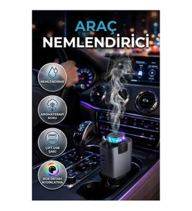 Araç İçi Çakmaklık Şarj Cihazı Nemlendirici Aromaterapi ve Yıldız Işık Efektli