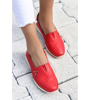 FAST STEP Hakiki Deri Kadın Casual Ayakkabı 864ZA101 (Kırmızı)