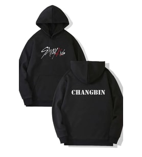 Stray Kids Changbin Ön-Arka Baskılı Kapşonlu Sweatshirt