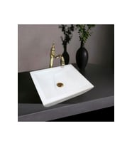 Alara Afyon Beyaz Mermer Klasik Kare Lavabo-315