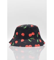 Kiraz Desenli Kova Balıkçı Şapka Bucket Hat-Siyah