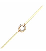 Tricolor Halka Altın Zincir Bileklik 14K Gold (Çok Renkli)