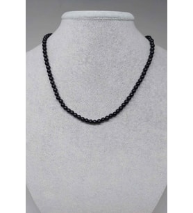 Shungite (ŞUNGİT) Taşı 4mm Kolye (SABİT KLİPSLİ)