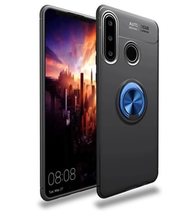 Durukar® Huawei Y6P Kılıf Range Yüzüklü Silikon - Siyah-Mavi