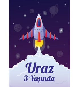 Uzay Temalı Doğum Günü Afişi 70x100 cm