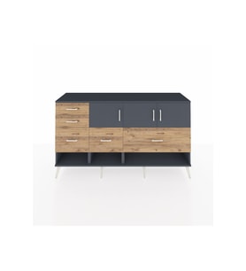 Kronos Konsol 3 Raflı 5 Çekmeceli 3 Kapaklı 176x59x99 Antrasit-Antrasit/Çam