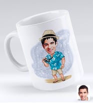 BK Gift Kişiye Özel Tatilci Adam Karikatürlü Beyaz Kupa Bardak-1