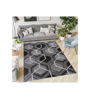 Rovigo Home Dijital Baskı Yıkanabilir Kaymaz Taban Salon Halısı RVG0563 (Siyah)