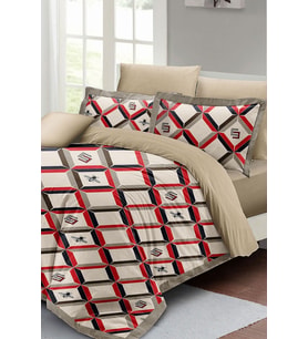 Çift Kişilik ( Lastikli Çarşaflı ) %100 Pamuk Saten Nevresim Takımı Geometric Design