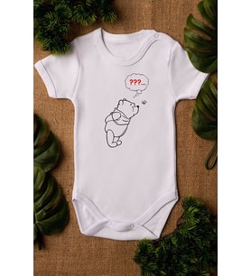 Sevimli Ayı Winnie The Pooh Organik Baskılı %100 Pamuklu Zıbın