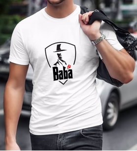 BK Home Godfather Baba Tasarımlı Beyaz T-Shirt-15