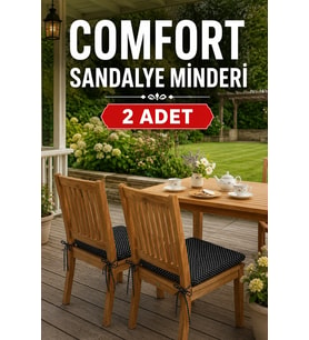 2 Adet Bağcıklı Özel Dikişli Süngerli Pamuklu Kumaş Sandalye Minderi