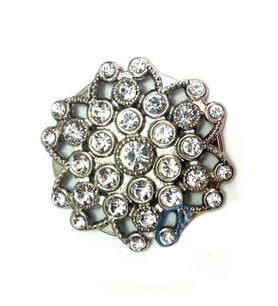 Taşlı Yuvarlak Broş, Sandık Süsü 4,5 Cm - Nikel, 10 Adet