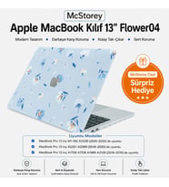 MacBook Pro 13 Çiçek Desenli Kılıf A1706 A1708 A1989 A2159 A2251 A2289 A2338 M1 M2 Uyumlu Baskılı Sert Kılıf İnce Hafif Koruyucu Kapak Açık Mavi