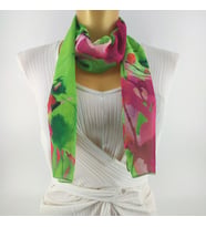 PAREDORA Floral Yeşil Pembe Uzun Fular