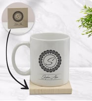 BK Gift Kişiye Özel İsimli Beyaz Kupa Bardak ve Ahşap Bardak Altlığı Hediye Seti - Model 2