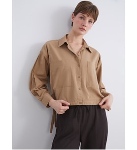 LCWAIKIKI Classic Bej Oversize Poplin Kadın Gömlek