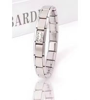 Kişiye Özel İsim Yazılı İtalyan Charm Unisex Çelik Bileklik scb62 (Beyaz)