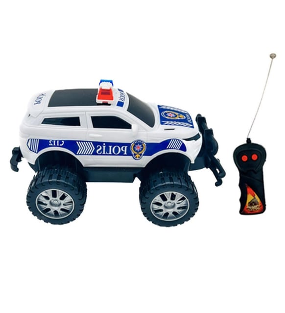 Uzaktan Kumandalı  1:24 Oyuncak Araba Süper Hızlı Off-Road Kahraman Polis Jeep (Beyaz)