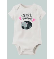 Unisex Bebek Beyaz Organik Baskılı Pamuklu Body