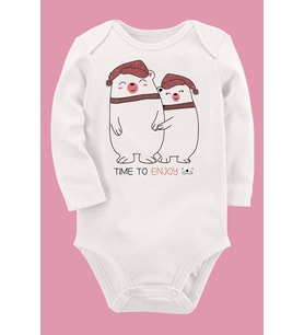 Organik Baskılı Pamuklu Unisex Bebek Body UZUNKOLE4