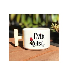 Evin Reisi Baskılı Beyaz T Kulp Kupa Bardak