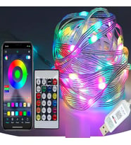 YILBAŞI AĞACI IŞIĞI NOEL IŞIĞI RENKLİ LED IŞIK IP65 10 METRE USB KUM. + CEP KONTROL DIŞ MEKAN IŞIĞI