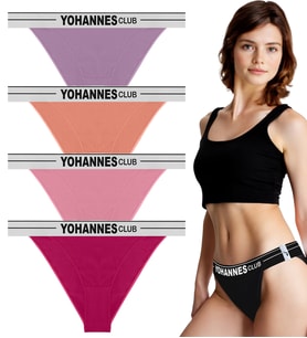 Yohannes Club, Kadın Lastik Bantlı Brazilian Külot, Çok Renkli, Çoklu Paket, 4'lü Paket,