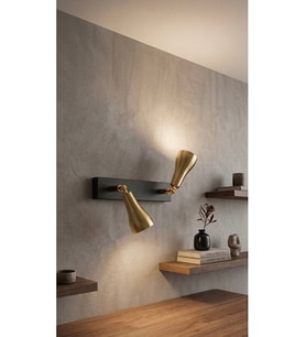 GU10 Çift Başlıklı Hareketli Duvar Apliği Mat Altın Kaplama Eskitme Konik Os ram Tasarruflu Led Spot