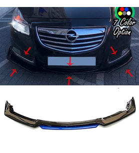 Opel insignia Mavi Renkli Şeritli Dilli Ön Lip 4 Prç Parlak Siyah ABS 2010 - 2016