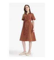 Defacto A Kesim Poplin Midi Bordo Kadın Elbise E7114AX/BR228