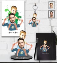 Kişiye Özel Babalar Günü Baba Kız Çocuk Karikatürlü 5 lİ Hediye Seti Model-2