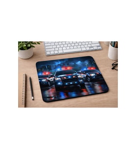 Polis Arabası Desenli Mousepad 21x17,5 cm – Kaymaz Tabanlı Düz Mouse Pad – Gaming & Ofis