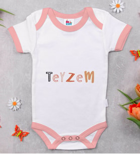 BK Kids Teyzem Tasarımlı Pembe Bebek Body Zıbın-1