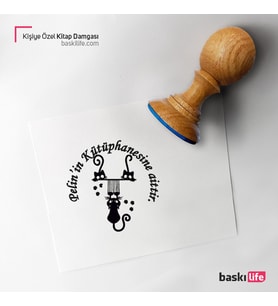 Kediler Kişiye Özel Kitap Damgası Kitap Mührü Kaşe Kitap Mühür Özel Damga 395