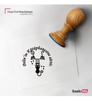 Kediler Kişiye Özel Kitap Damgası Kitap Mührü Kaşe Kitap Mühür Özel Damga 395