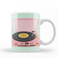 Pink Vintage Record Player 01 Kupa Bardak Porselen