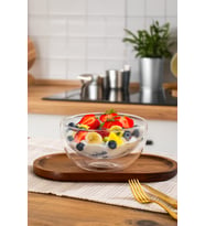 Perotti 12481 Çift Cidarlı Cam Kase Çerezlik Sunumluk 500ml (Şeffaf)