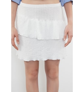 Moda Regular Düz Desen Günlük Mini Boy Premium Dokulu Eteği Fırfırlı Mini Esnek Etek