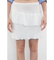 Moda Regular Düz Desen Günlük Mini Boy Premium Dokulu Eteği Fırfırlı Mini Esnek Etek