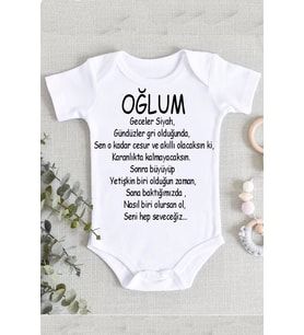 Oğlum Mesajlı Organik Baskılı Zıbın Body