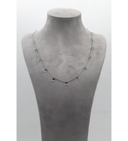 925 Ayar Gümüş 14 Ct Yarı Değerli Doğal Blue Topaz Minimal Damla Taş Kolye - Collezione Azur