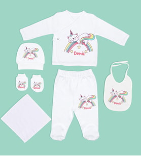 BK Kids Kişiye Özel Hastane Çıkışı, Bebek Kıyafeti, Yeni Doğan Bebek Hediyesi, 6 Parça Beyaz Bebek Elbise Giyim Seti-19
