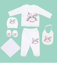 BK Kids Kişiye Özel Hastane Çıkışı, Bebek Kıyafeti, Yeni Doğan Bebek Hediyesi, 6 Parça Beyaz Bebek Elbise Giyim Seti-19