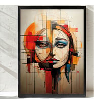 Ezgoola / Soyut Kadın Temalı Portre / Modern Sanat Poster Serisi / Poster / Hediye Tablo / Ev Dekoru (Gold)