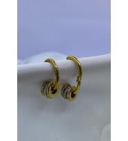 ZİRKON SİLİNDİR SALLANTILI GOLD HALKA ÇELİK KÜPE