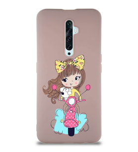 Oppo Reno 2Z Soft Premier Kapak Vespagirl Tasarımlı Silikon Kılıf - Pudra (Şeffaf)