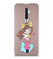 Oppo Reno 2Z Soft Premier Kapak Vespagirl Tasarımlı Silikon Kılıf - Pudra (Şeffaf)