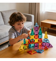Seyahat Tipi Metal Kutulu Mini Magnetic Yapı Blokları 3D Puzzle 45 Parça